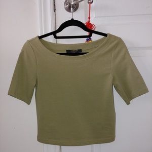 Olive green fitted crop top